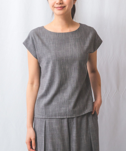 NARACAMICIE / ナラカミーチェ 【NARACAMICIE】シャンブレー半袖ブラウス NARACAMICIE】【セットアップ対応】シャンブレー半袖ブラウス