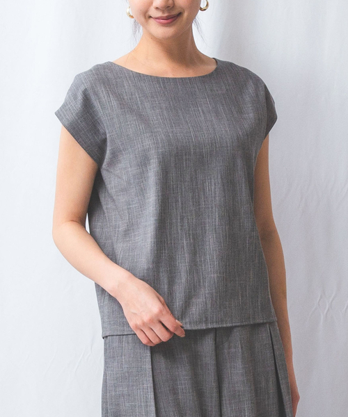 NARACAMICIE(ナラカミーチェ)の「【NARACAMICIE】【セットアップ対応】シャンブレー半袖ブラウス(シャツ/ブラウス・レディース・グレー/ブルー・M/XL)」の6枚目の写真