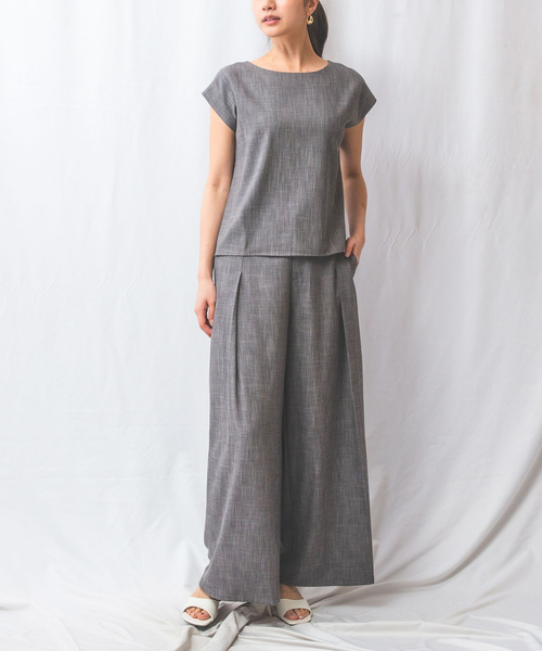 NARACAMICIE(ナラカミーチェ)の「【NARACAMICIE】【セットアップ対応】シャンブレー半袖ブラウス(シャツ/ブラウス・レディース・グレー/ブルー・M/XL)」の12枚目の写真