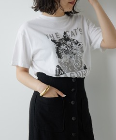 ウィムガゼット　CAT SUITS 長袖クロップドTシャツ ホワイト CAT Tシャツ（Tシャツ/カットソー）｜Whim Gazette（ウィム