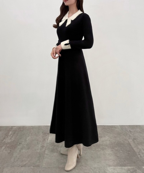 Diagram⭐︎バイカラーレーシーニット ワンピース⭐︎新品未着用 セール】バイカラーリボンニットワンピース[高身長サイズMT/低身長