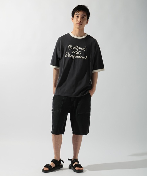 コード刺繍リンガーTシャツ（Tシャツ/カットソー）｜niko and
