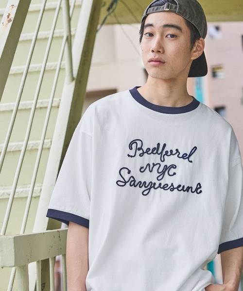 niko and...(ニコアンド)の「コード刺繍リンガーTシャツ(Tシャツ/カットソー・メンズ・オフホワイト/チャコール・MEDIUM/LARGE)」の5枚目の写真