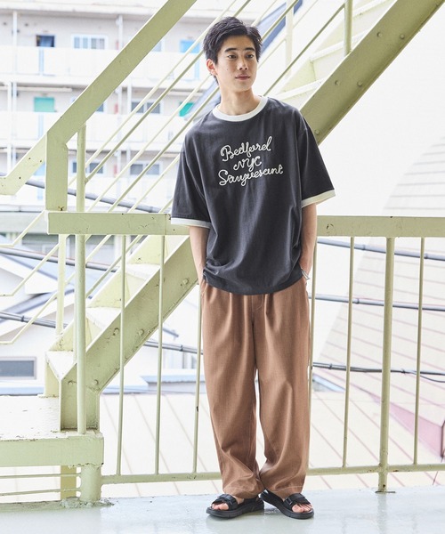 niko and...(ニコアンド)の「コード刺繍リンガーTシャツ(Tシャツ/カットソー・メンズ・オフホワイト/チャコール・MEDIUM/LARGE)」の7枚目の写真