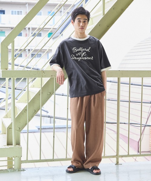 niko and...(ニコアンド)の「コード刺繍リンガーTシャツ(Tシャツ/カットソー・メンズ・オフホワイト/チャコール・MEDIUM/LARGE)」の8枚目の写真