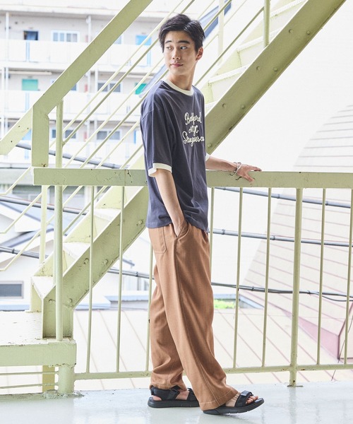 niko and...(ニコアンド)の「コード刺繍リンガーTシャツ(Tシャツ/カットソー・メンズ・オフホワイト/チャコール・MEDIUM/LARGE)」の9枚目の写真