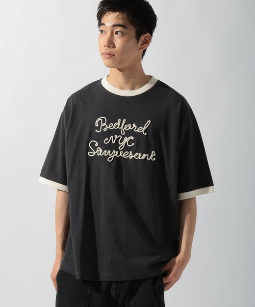 コード刺繍リンガーTシャツ（Tシャツ/カットソー）｜niko and