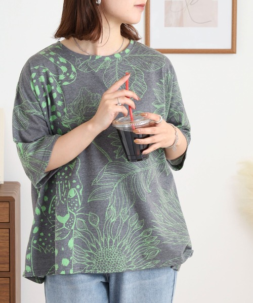 FUNALIVE(ファンアライブ)の「ドルマン半袖 Tシャツ 26SS(Tシャツ/カットソー・レディース・ネイビー/ベージュ/グリーン・FREE)」の8枚目の写真