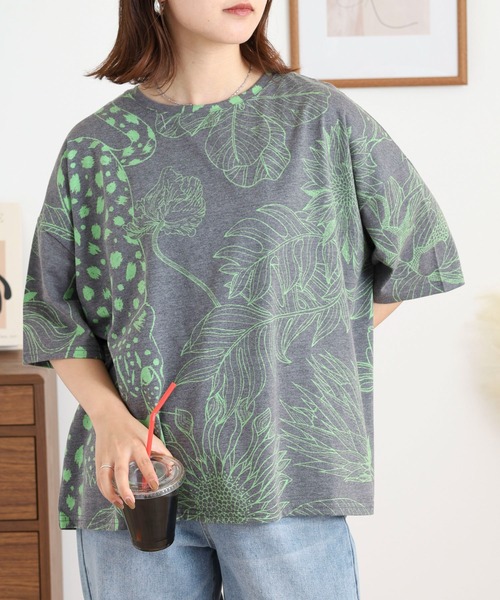 FUNALIVE(ファンアライブ)の「ドルマン半袖 Tシャツ 26SS(Tシャツ/カットソー・レディース・ネイビー/ベージュ/グリーン・FREE)」の9枚目の写真