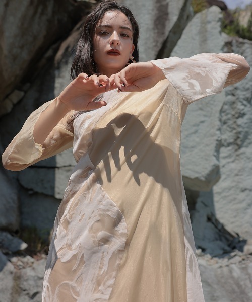 Callarusカラルス　ベージュ　ドレス　3L 美品 Callarusカラルス ベージュ ドレス 3L 美品 - メルカリ