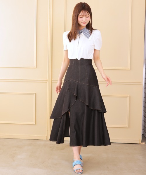AND COUTURE(アンドクチュール)の「ダブルカラーZIPプルオーバー(シャツ/ブラウス・レディース・ネイビー/オフホワイト・FREE)」の4枚目の写真