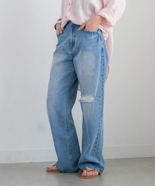 PICHI(ピイチ)の「ダメージデニム(デニムパンツ・レディース・ブルー・M/L/LL/S)」の14枚目の写真