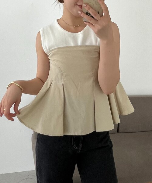 CAPRICIEUX LE'MAGE（カプリシューレマージュ）の「【セットアイテム】インナーSETペプラムビスチェ（シャツ/ブラウス・レディース・ベージュ/ブラック・38/36）」の14枚目の写真