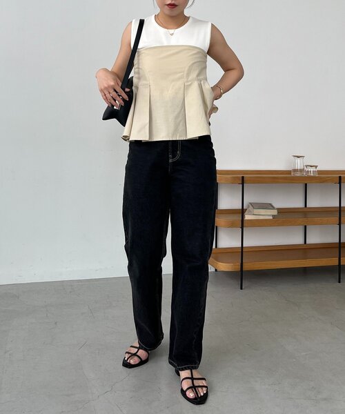 CAPRICIEUX LE'MAGE（カプリシューレマージュ）の「【セットアイテム】インナーSETペプラムビスチェ（シャツ/ブラウス・レディース・ベージュ/ブラック・38/36）」の15枚目の写真