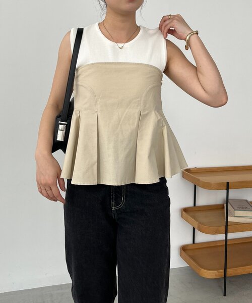 CAPRICIEUX LE'MAGE（カプリシューレマージュ）の「【セットアイテム】インナーSETペプラムビスチェ（シャツ/ブラウス・レディース・ベージュ/ブラック・38/36）」の16枚目の写真