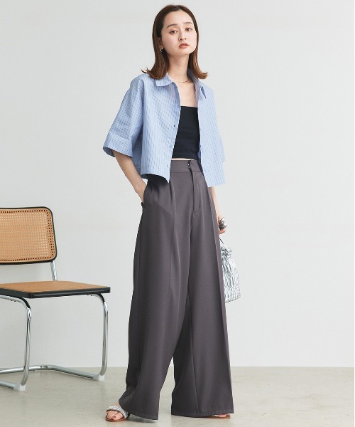 ad thie(アドティエ)の「ハーフスリーブ ショート丈 マルチストライプシャツ(シャツ/ブラウス・レディース・ピンク/ブルー・FREE)」の4枚目の写真