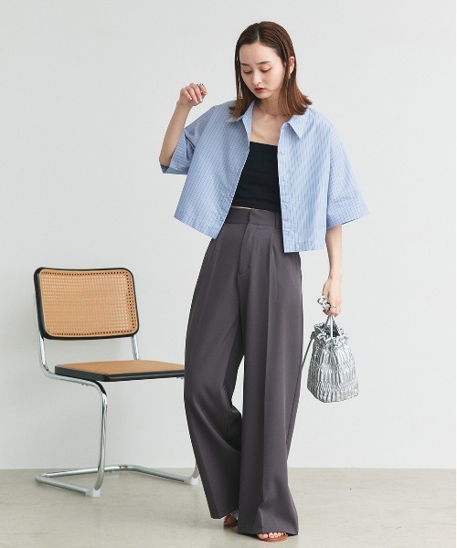 ad thie(アドティエ)の「ハーフスリーブ ショート丈 マルチストライプシャツ(シャツ/ブラウス・レディース・ピンク/ブルー・FREE)」の3枚目の写真