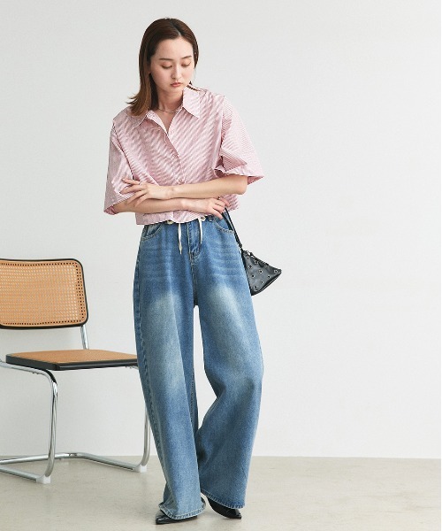 ad thie(アドティエ)の「ハーフスリーブ ショート丈 マルチストライプシャツ(シャツ/ブラウス・レディース・ピンク/ブルー・FREE)」の20枚目の写真