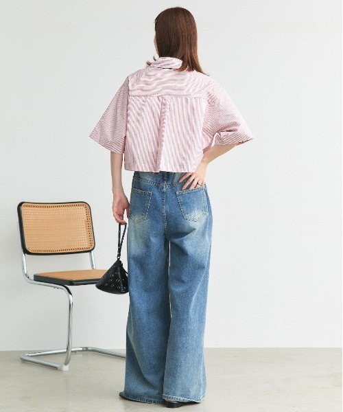 ad thie(アドティエ)の「ハーフスリーブ ショート丈 マルチストライプシャツ(シャツ/ブラウス・レディース・ピンク/ブルー・FREE)」の18枚目の写真