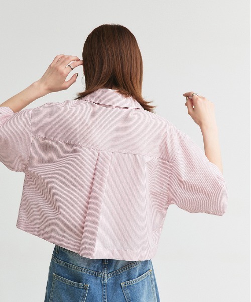 ad thie(アドティエ)の「ハーフスリーブ ショート丈 マルチストライプシャツ(シャツ/ブラウス・レディース・ピンク/ブルー・FREE)」の12枚目の写真