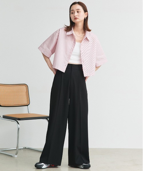 ad thie(アドティエ)の「ハーフスリーブ ショート丈 マルチストライプシャツ(シャツ/ブラウス・レディース・ピンク/ブルー・FREE)」の11枚目の写真