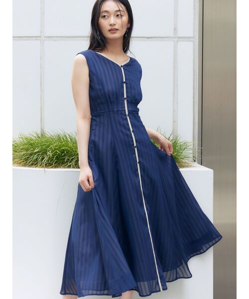 セール】バイカラーパイピングワンピース 夏服（ワンピース
