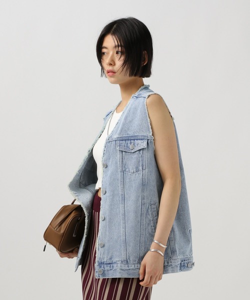 BAYFLOW（ベイフロー）の「デニムジレ（ベスト・レディース・インディゴブルー/ライトブルー・FREE）」の4枚目の写真