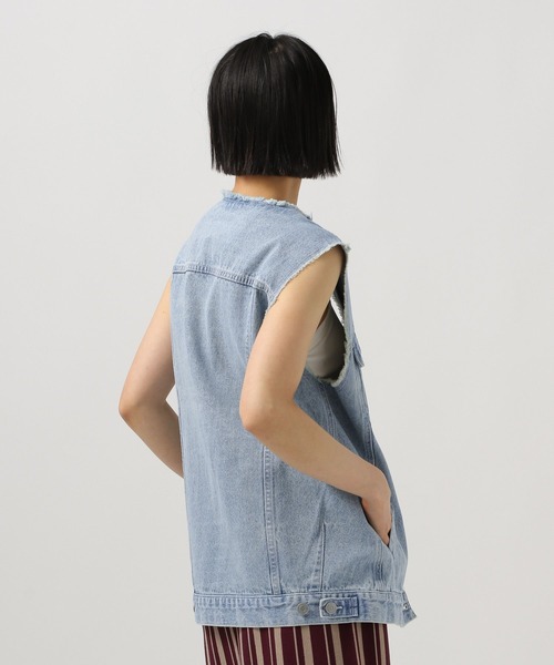 BAYFLOW（ベイフロー）の「デニムジレ（ベスト・レディース・インディゴブルー/ライトブルー・FREE）」の6枚目の写真