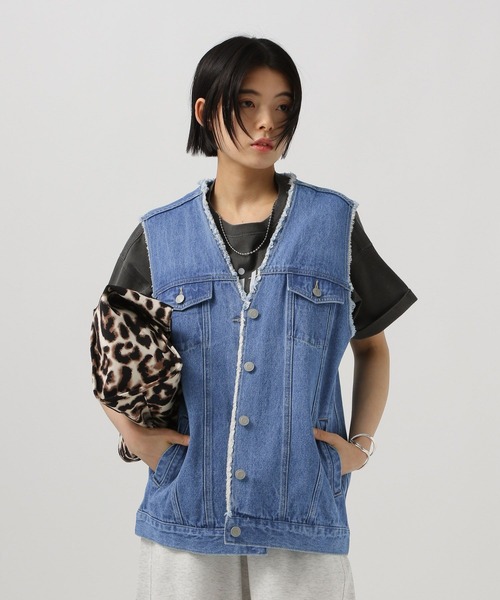 BAYFLOW（ベイフロー）の「デニムジレ（ベスト・レディース・インディゴブルー/ライトブルー・FREE）」の10枚目の写真