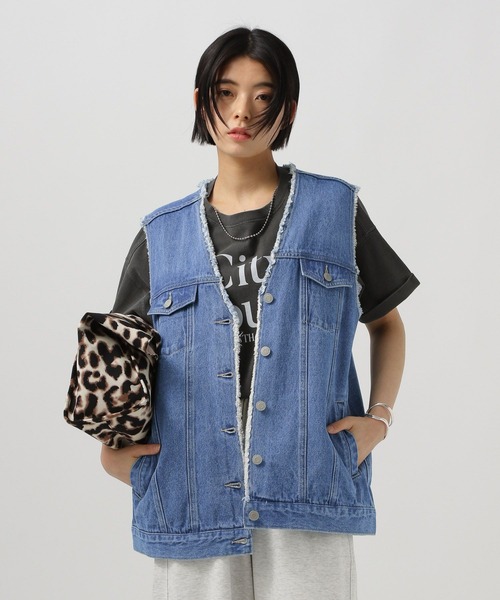 BAYFLOW（ベイフロー）の「デニムジレ（ベスト・レディース・インディゴブルー/ライトブルー・FREE）」の11枚目の写真