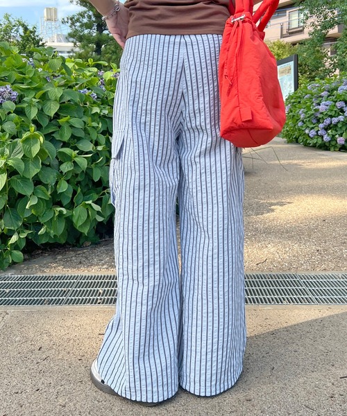 ABYS（アビス）の「ストライプカーゴパンツ（カーゴパンツ・レディース・オフホワイト/ブルー・FREE）」の5枚目の写真