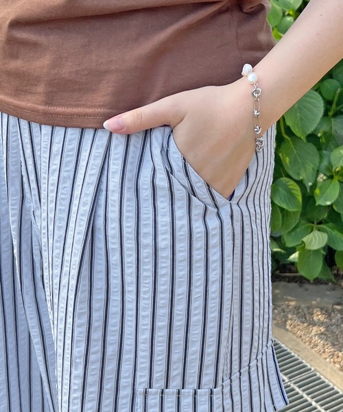 ABYS（アビス）の「ストライプカーゴパンツ（カーゴパンツ・レディース・オフホワイト/ブルー・FREE）」の6枚目の写真