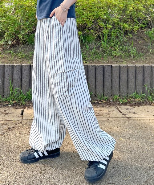 ABYS（アビス）の「ストライプカーゴパンツ（カーゴパンツ・レディース・オフホワイト/ブルー・FREE）」の10枚目の写真