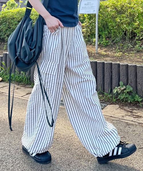 ABYS（アビス）の「ストライプカーゴパンツ（カーゴパンツ・レディース・オフホワイト/ブルー・FREE）」の12枚目の写真