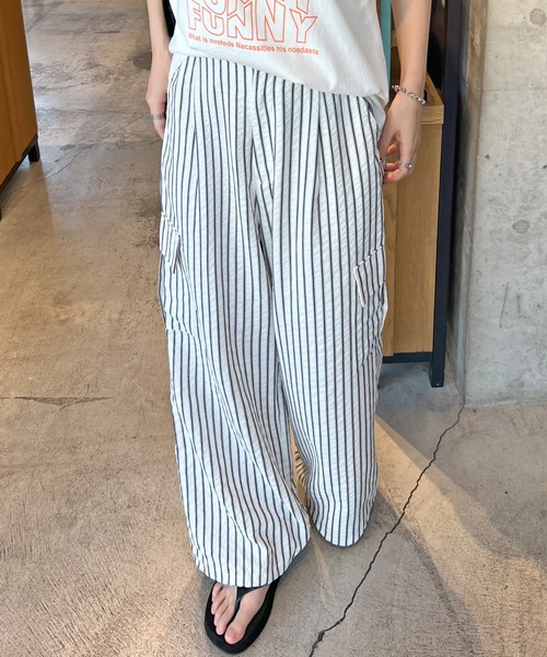 ABYS（アビス）の「ストライプカーゴパンツ（カーゴパンツ・レディース・オフホワイト/ブルー・FREE）」の16枚目の写真