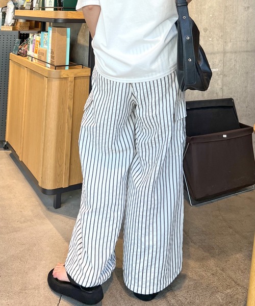 ABYS（アビス）の「ストライプカーゴパンツ（カーゴパンツ・レディース・オフホワイト/ブルー・FREE）」の17枚目の写真