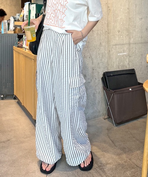 ABYS（アビス）の「ストライプカーゴパンツ（カーゴパンツ・レディース・オフホワイト/ブルー・FREE）」の18枚目の写真