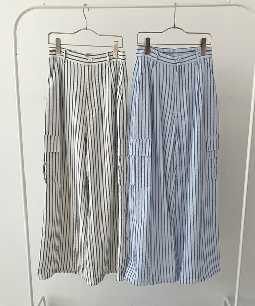 ABYS（アビス）の「ストライプカーゴパンツ（カーゴパンツ・レディース・オフホワイト/ブルー・FREE）」の19枚目の写真