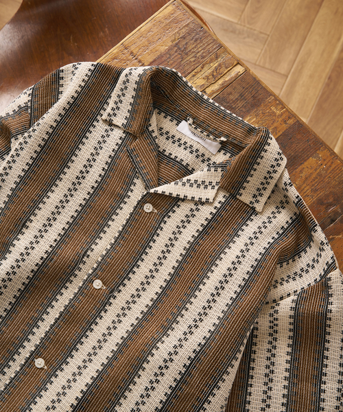 B.C STOCK（ベーセーストック）の「《追加》インドレース アソートオープンカラーシャツ（シャツ/ブラウス・メンズ・ブラウン/ブラック系その他/ブルー系その他/ブラック/ネイビー/レッド・MEDIUM/LARGE）」の4枚目の写真