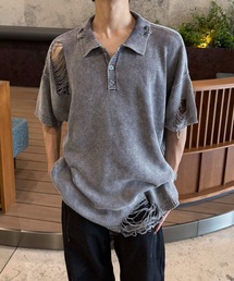 sedacle（セダクル）の「加工ダメージポロニット（ポロシャツ）」