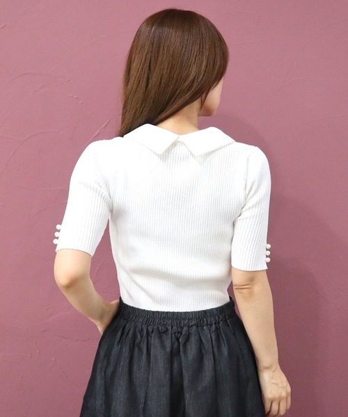 CECIL McBEE(セシルマクビー)の「接触冷感ウォッシャブル 2WAY襟プルオーバー(ニット/セーター・レディース・ラベンダー/パープル/ブラック/オフホワイト・MEDIUM)」の7枚目の写真