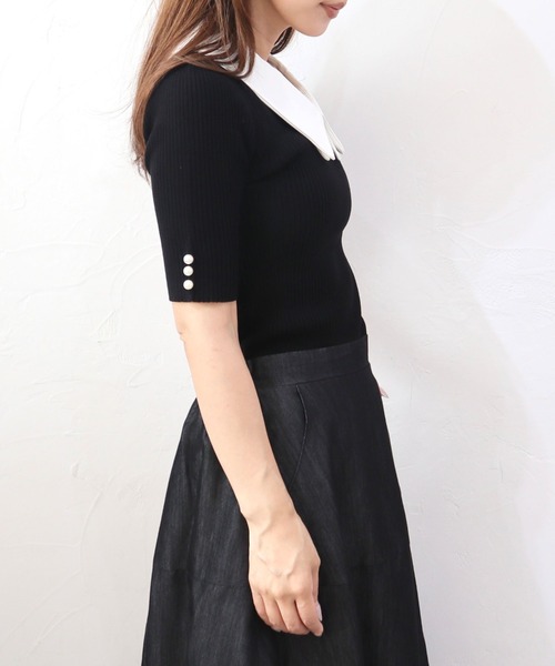 CECIL McBEE(セシルマクビー)の「接触冷感ウォッシャブル 2WAY襟プルオーバー(ニット/セーター・レディース・ラベンダー/パープル/ブラック/オフホワイト・MEDIUM)」の13枚目の写真