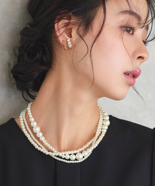 3連 パール ショートネックレス ｜ レディース 結婚式 パーティー