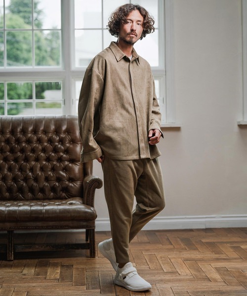 Magine(マージン)の「ms6176-Suede Ponte Fly Front Knit Shirt シャツ(シャツ/ブラウス・メンズ・チャコール/ベージュ/ブラック・48/46/44)」の21枚目の写真