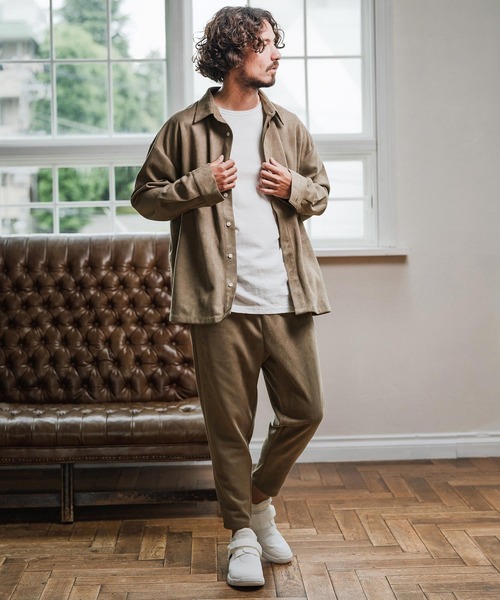 Magine(マージン)の「ms6176-Suede Ponte Fly Front Knit Shirt シャツ(シャツ/ブラウス・メンズ・チャコール/ベージュ/ブラック・48/46/44)」の20枚目の写真