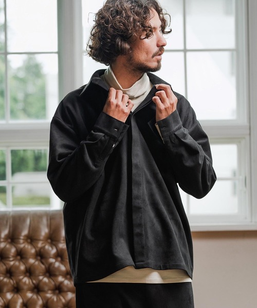 Magine(マージン)の「ms6176-Suede Ponte Fly Front Knit Shirt シャツ(シャツ/ブラウス・メンズ・チャコール/ベージュ/ブラック・48/46/44)」の17枚目の写真
