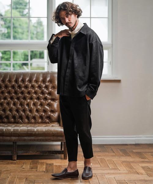 Magine(マージン)の「ms6176-Suede Ponte Fly Front Knit Shirt シャツ(シャツ/ブラウス・メンズ・チャコール/ベージュ/ブラック・48/46/44)」の14枚目の写真