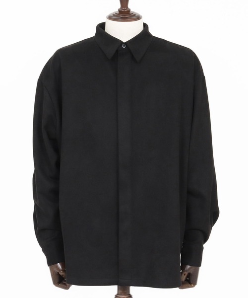 Magine(マージン)の「ms6176-Suede Ponte Fly Front Knit Shirt シャツ(シャツ/ブラウス・メンズ・チャコール/ベージュ/ブラック・48/46/44)」の9枚目の写真