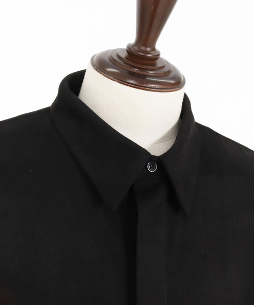 Magine(マージン)の「ms6176-Suede Ponte Fly Front Knit Shirt シャツ(シャツ/ブラウス・メンズ・チャコール/ベージュ/ブラック・48/46/44)」の7枚目の写真