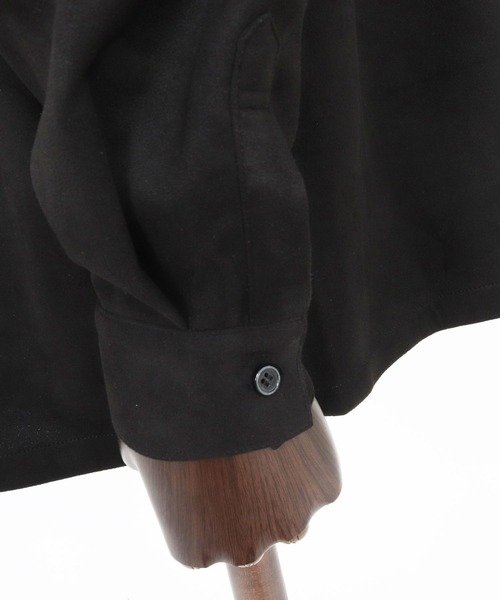 Magine(マージン)の「ms6176-Suede Ponte Fly Front Knit Shirt シャツ(シャツ/ブラウス・メンズ・チャコール/ベージュ/ブラック・48/46/44)」の4枚目の写真